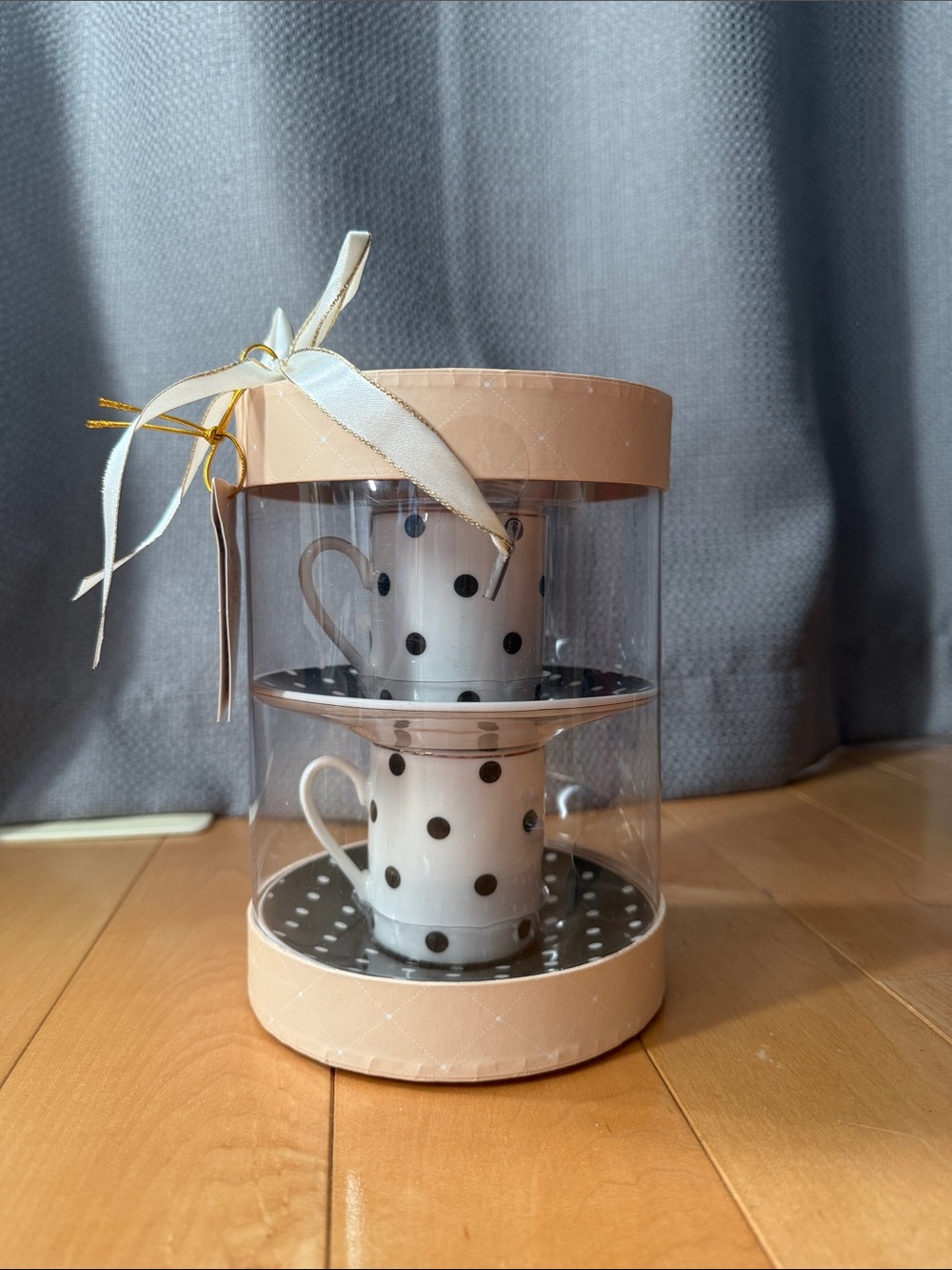 Polka Dot Stackable Espresso Cup Set - White and Black